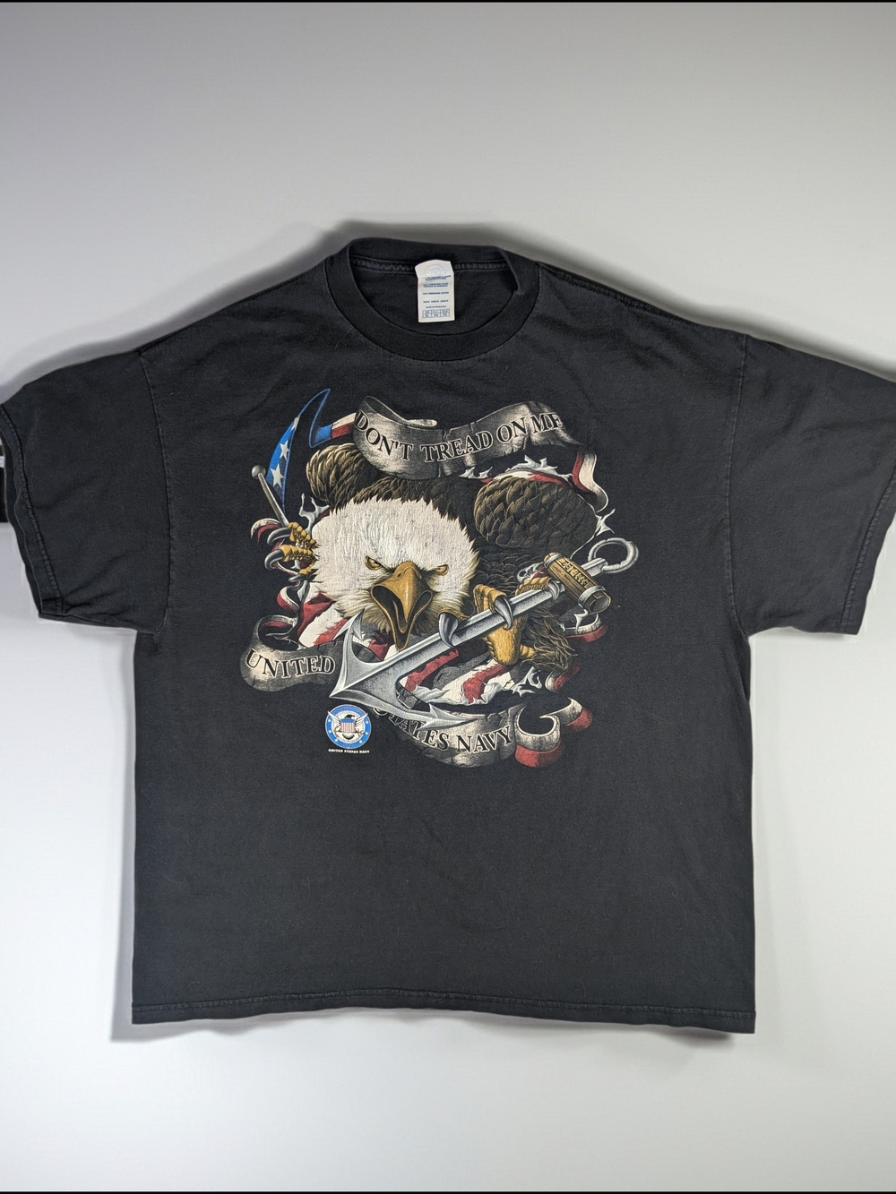 VTG Delta Pro Weight Don't‎ Tread On Me US Navy T Shirt Men's XL Black